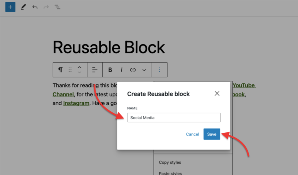 Naming Reusable Blocks in WordPress Block Editor