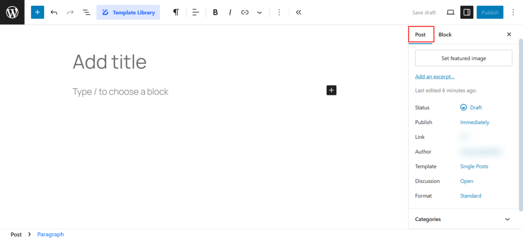Document Settings - WordPress Block Editor