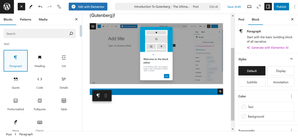 Rearranging Blocks in Gutenberg Builder