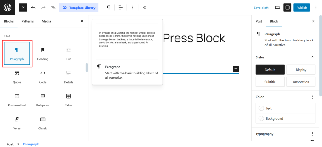 Selecting Preferable Block in WordPress Block Editor