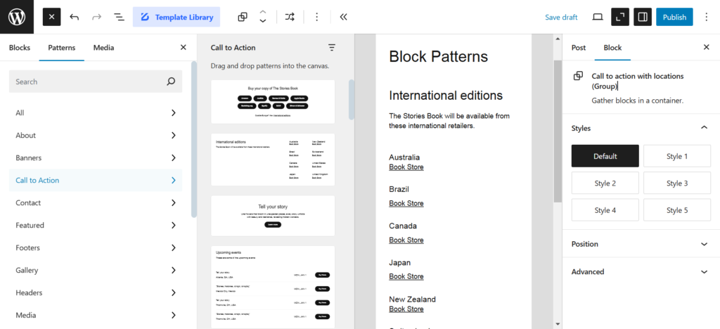 Customize Block Patterns in Gutenberg Builder