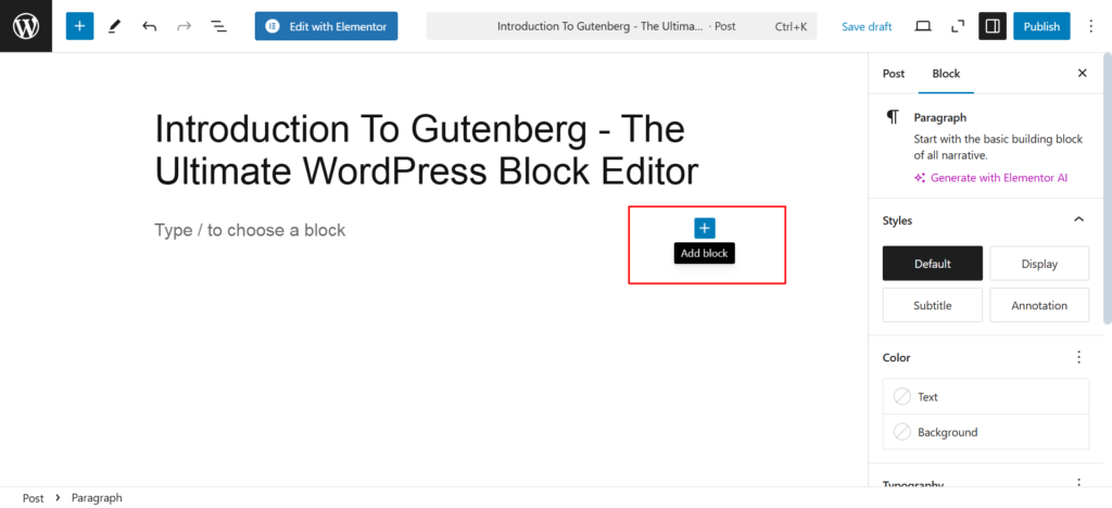 Adding Block in WordPress Block Editor
