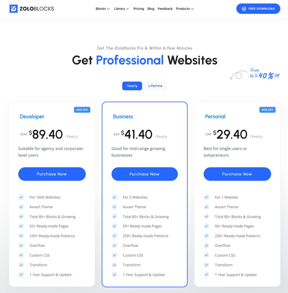 Pricing and Licensing Options in Gutenberg Builder