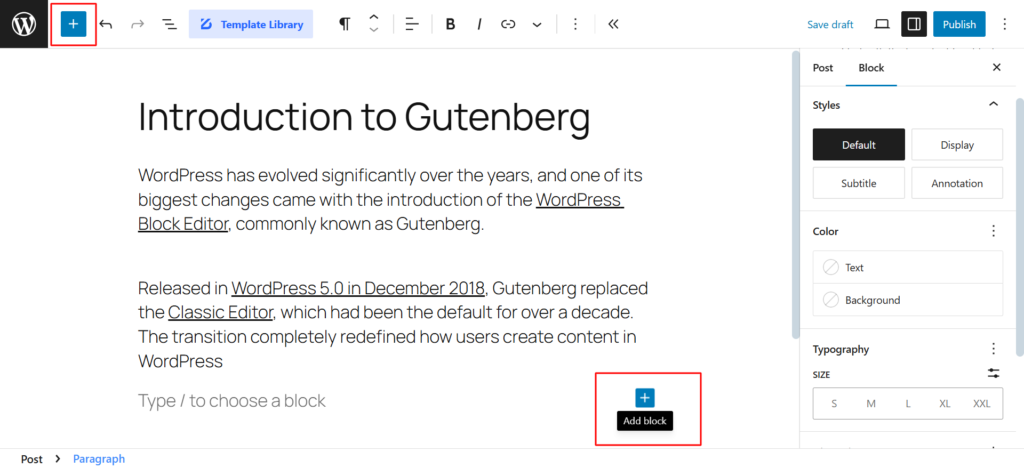Block Inseter for Adding New Blocks in WordPress Block Editor