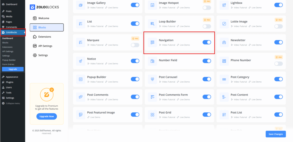 Enable Navigation Block