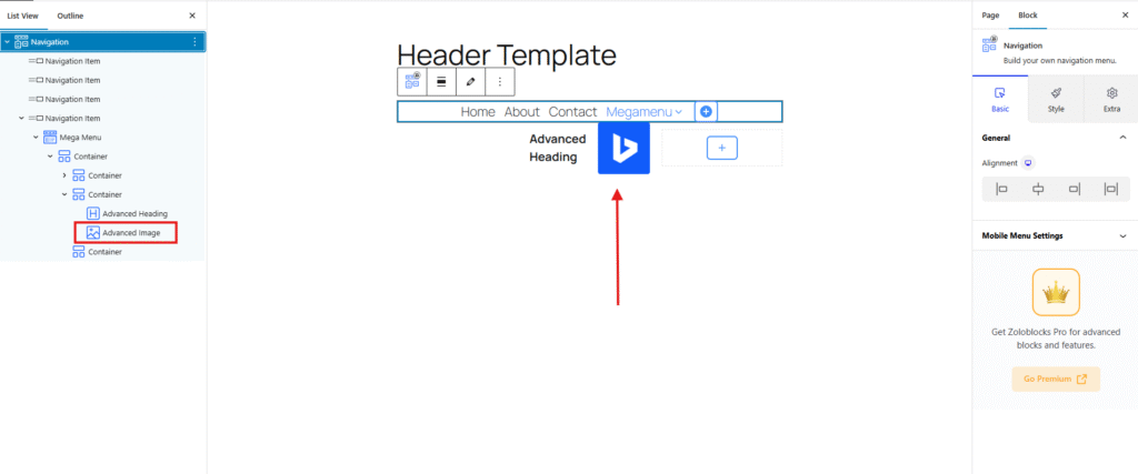 Add image in Advanced Image block