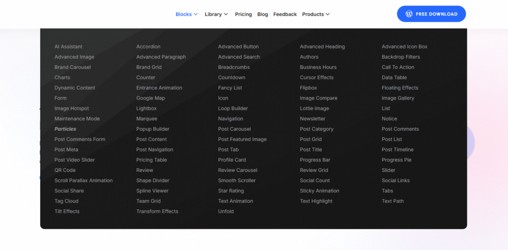 Mega menu in WordPress example 3