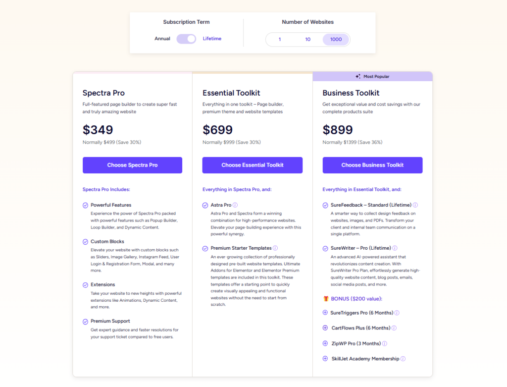 Spectra Pricing Image