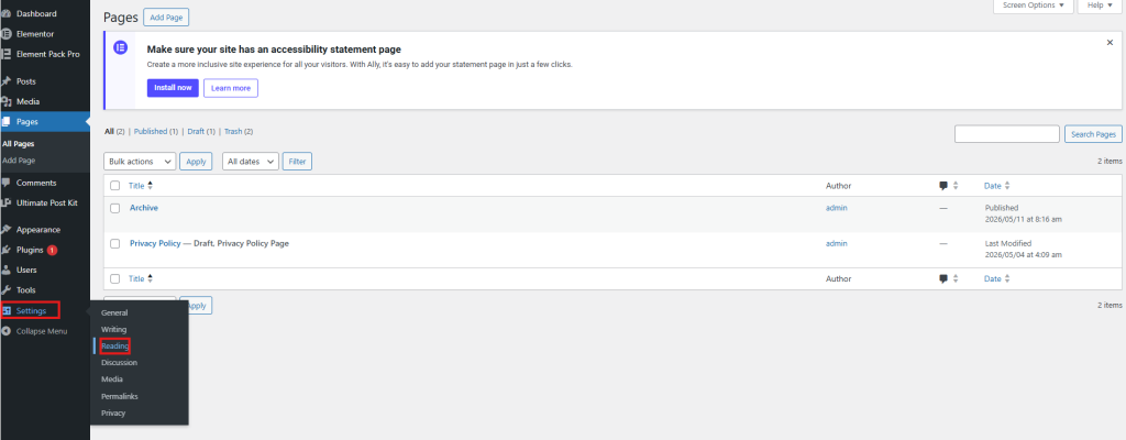 Set the Archive Page